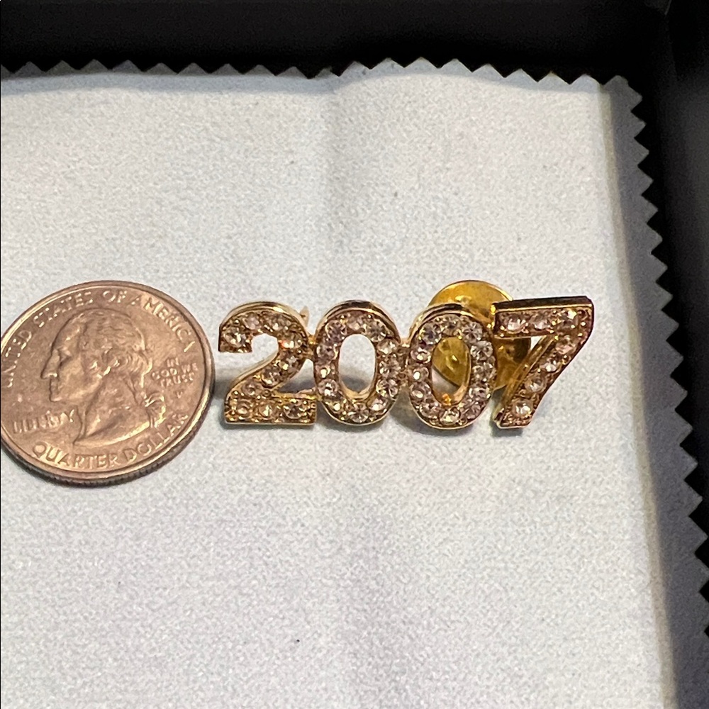 Gold 2007 Pin with Rhinestones